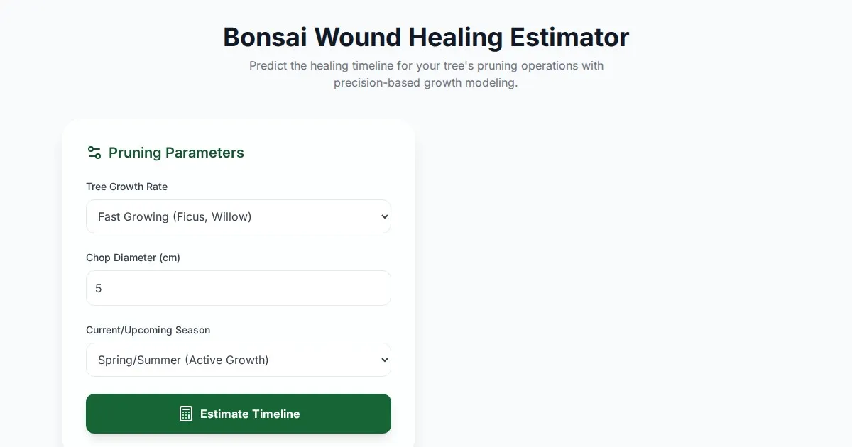 Free Bonsai Trunk Chop & Wound Healing Time Estimator