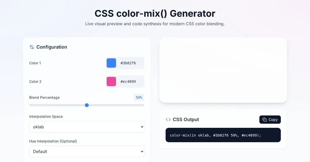 Free CSS color-mix() Generator and Percentage Visualizer